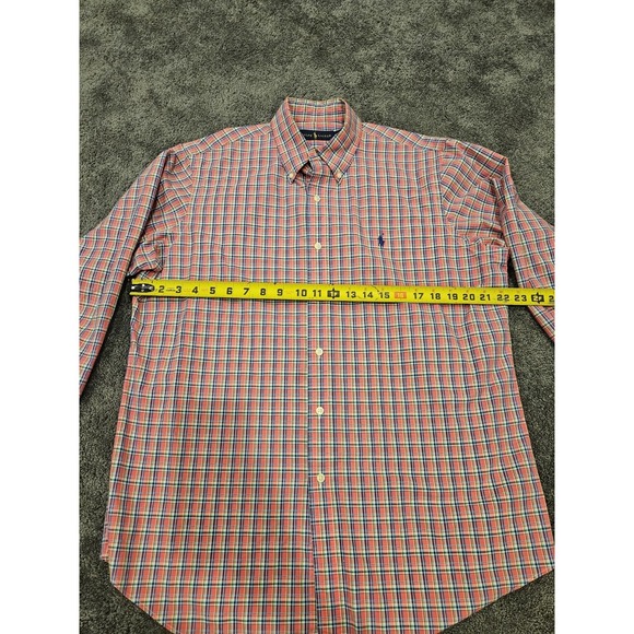 Ralph Lauren Men's Plaid Red Long Sleeve Button-Up Shirt Size L Cotton - Picture 6 of 8